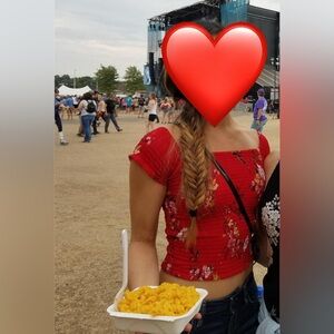 Red floral dynamite crop top